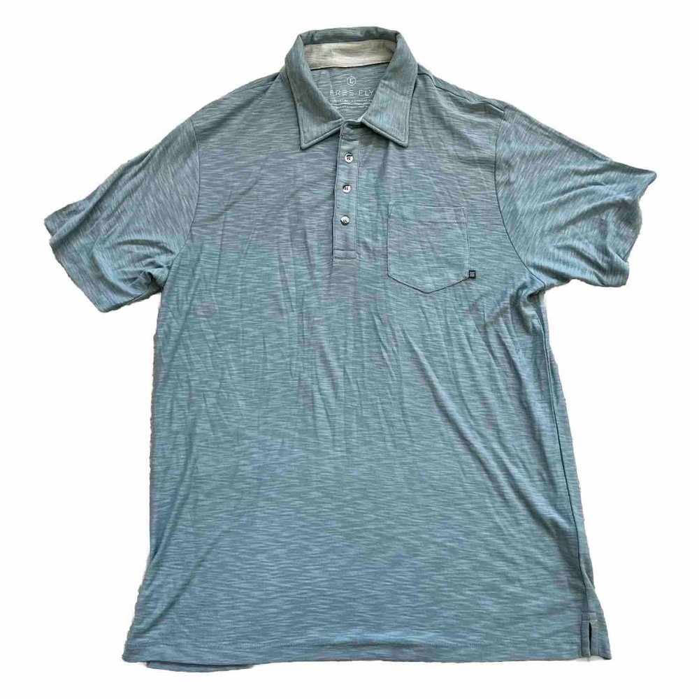 FREE FLY MENS POLO SIZE LARGE COMFORTABLE STYLISH EFFORTLESS CASUAL
